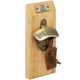 Oak Wood Edge Grain Wall Mounted Brass Bottle Opener (Free Gift)