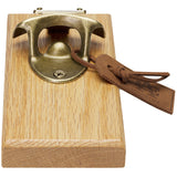 Oak Wood Edge Grain Wall Mounted Brass Bottle Opener (Free Gift)