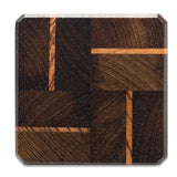 Wenge & Tiger Wood Coasters End Grain Set of 4 with Base at A & E Luxury Home