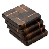 Wenge & Tiger Wood Coasters End Grain Set of 4 with Base at A & E Luxury Home