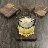 Wenge & Tiger Wood Coasters End Grain Set of 4 with Base at A & E Luxury Home