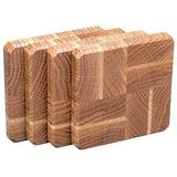 Oak & Maple Wood Coasters End Grain Set of 4 with Base