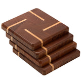 Mahogany & Maple Wood Coasters End Grain Set of 4 with Base