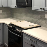 Bleached Cream Oak Wood Stove Top Cover at A & E Luxury Home