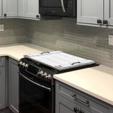 Bleached Light Grey Oak Wood Stove Top Cover at A & E Luxury Home