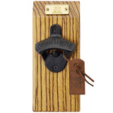 Tiger Wood Edge Grain Wall Mounted Cast Iron Bottle Opener