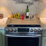 Bleached Light Grey Oak Wood Stove Top Cover at A & E Luxury Home