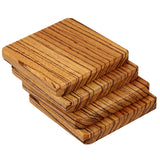 Tiger Wood Coasters Edge Grain Set of 4 with Base