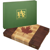 Leaf Cutting Board Canada Flag Mahogany, Maple, Epoxy Wood End Grain Handmade