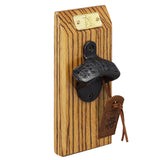 Tiger Wood Edge Grain Wall Mounted Cast Iron Bottle Opener