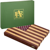 Patriot Cutting Board USA Flag Mahogany, Maple, Epoxy Wood End Grain at A & E Luxury Home