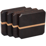 Wenge & Maple Wood Coasters End Grain Set of 4 with Base