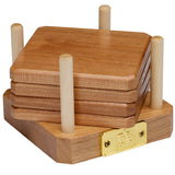 Cherry Wood Coasters Edge Grain Set of 4 and Base